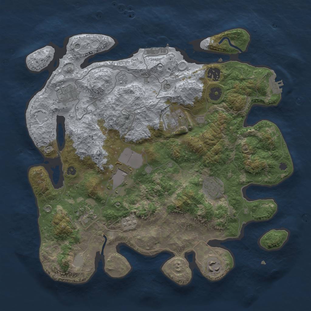 Rust Map: Procedural Map, Size: 3500, Seed: 5912283, 17 Monuments