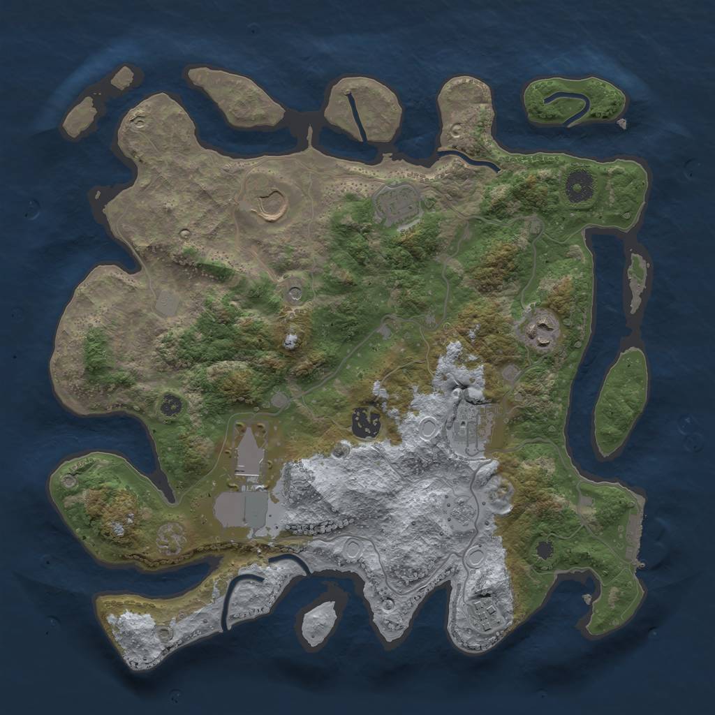 Rust Map: Procedural Map, Size: 3500, Seed: 28447989, 15 Monuments