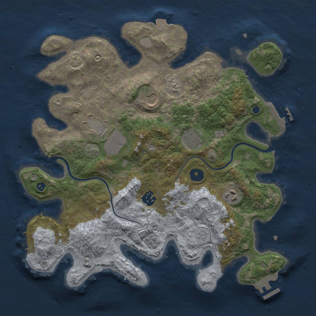 Rust Map: Procedural Map, Size: 3500, Seed: 39454124, 12 Monuments
