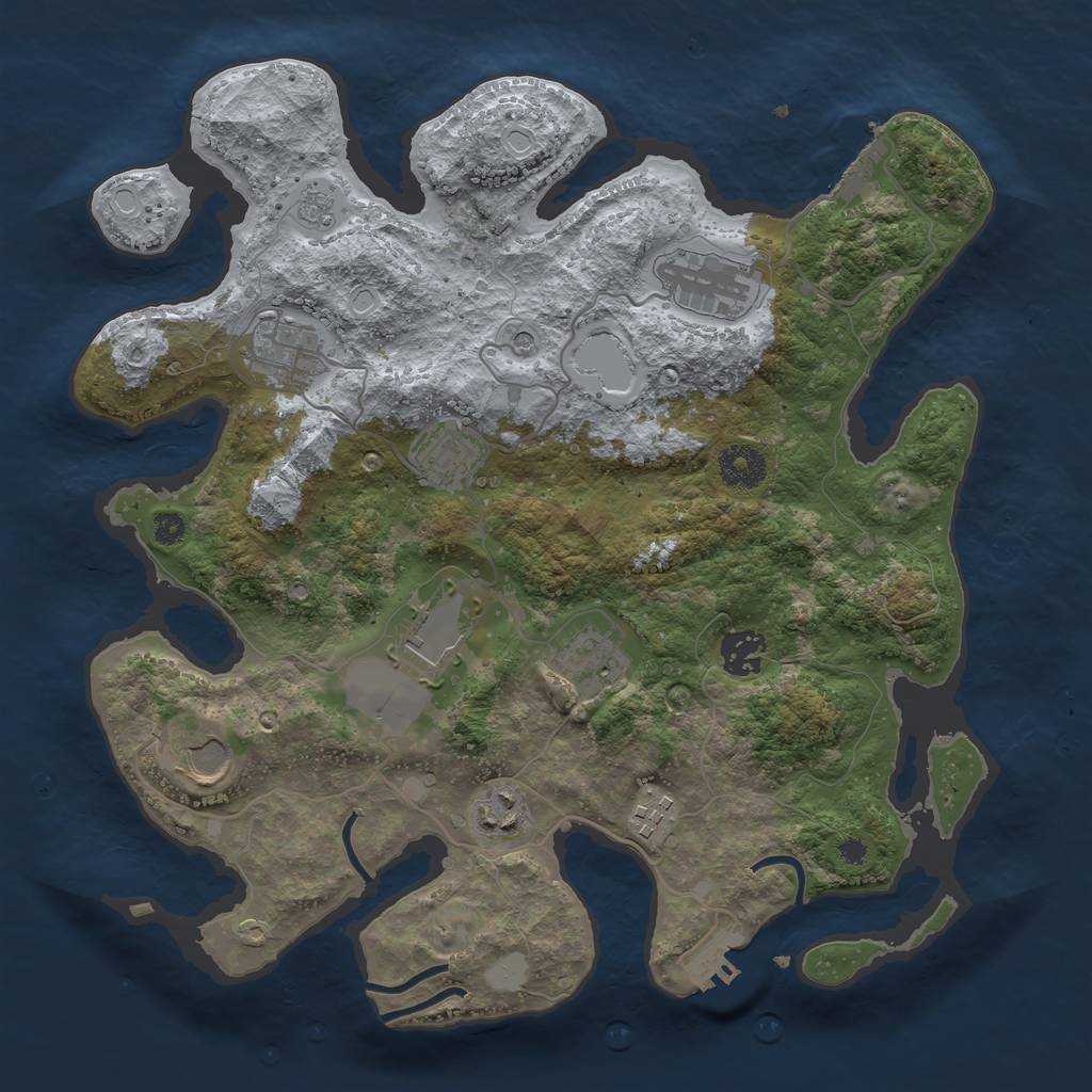 Rust Map: Procedural Map, Size: 3500, Seed: 73533625, 18 Monuments