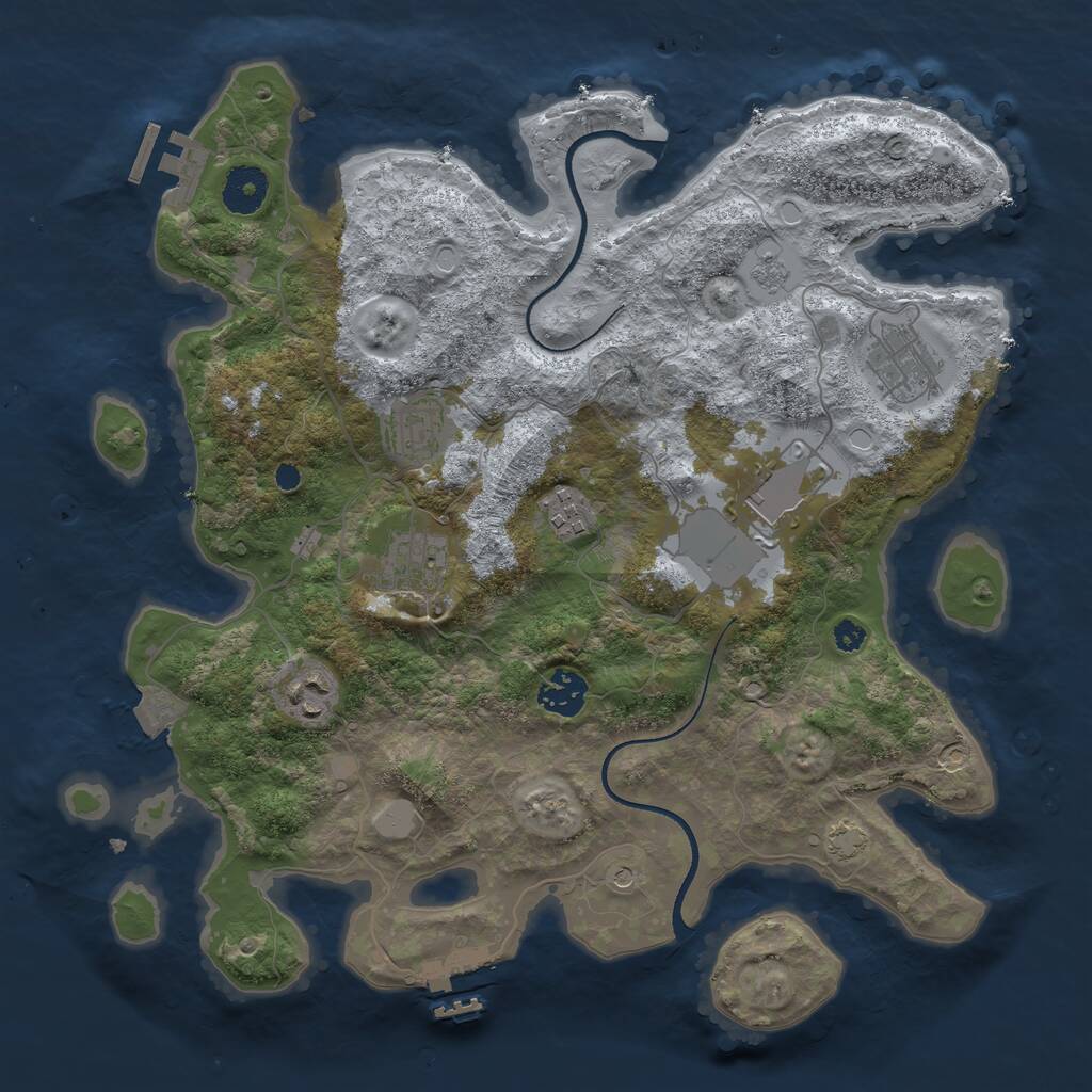 Rust Map: Procedural Map, Size: 3500, Seed: 20075630, 13 Monuments