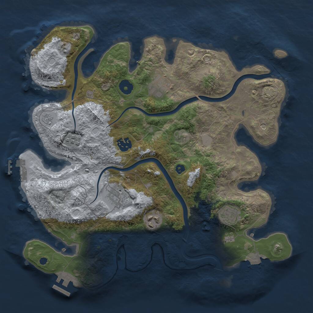 Rust Map: Procedural Map, Size: 3350, Seed: 412081005, 12 Monuments