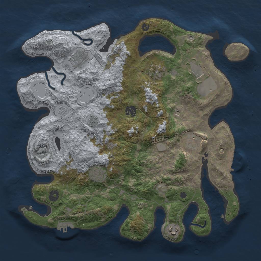 Rust Map: Procedural Map, Size: 3500, Seed: 16037702, 17 Monuments
