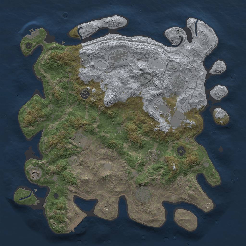 Rust Map: Procedural Map, Size: 4000, Seed: 471174, 18 Monuments