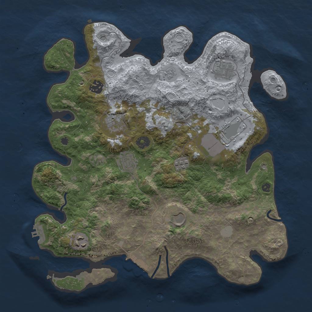 Rust Map: Procedural Map, Size: 3500, Seed: 13269337, 17 Monuments
