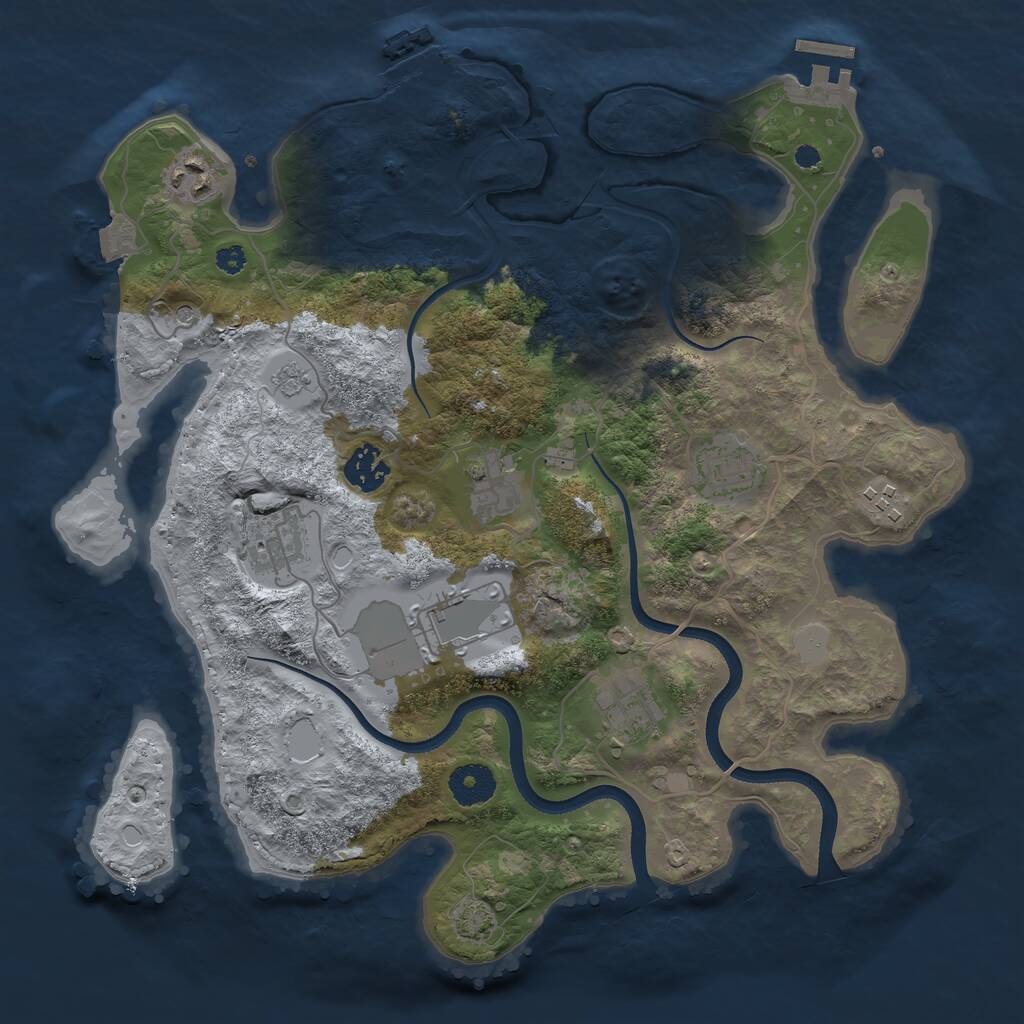 Rust Map: Procedural Map, Size: 3500, Seed: 359613287, 14 Monuments