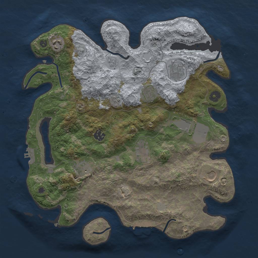 Rust Map: Procedural Map, Size: 3500, Seed: 33700445, 18 Monuments