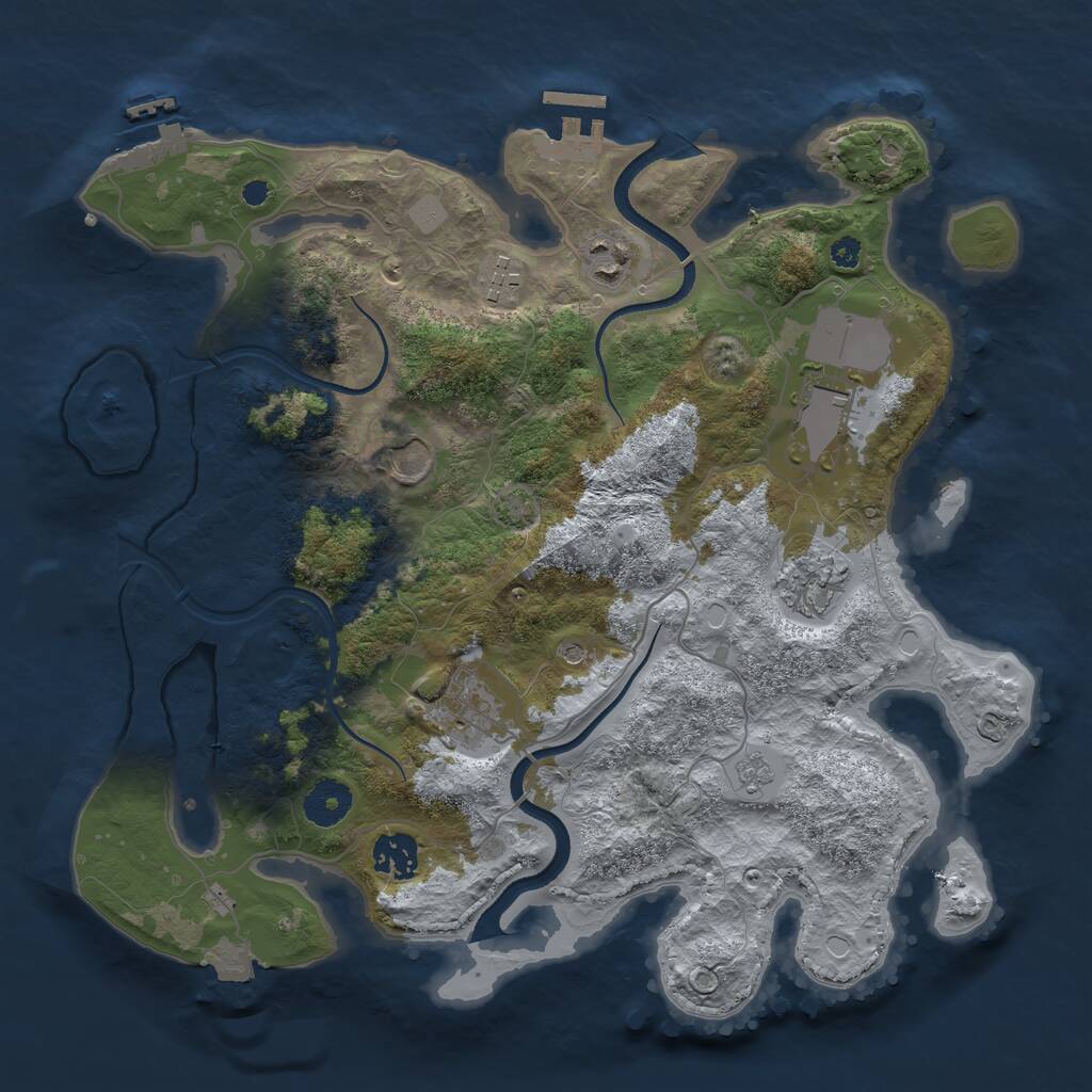 Rust Map: Procedural Map, Size: 3500, Seed: 66361938, 13 Monuments