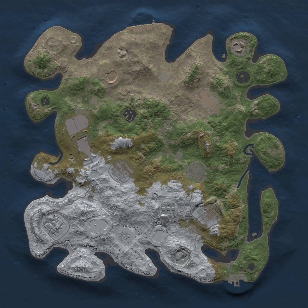 Rust Map: Procedural Map, Size: 3500, Seed: 1924767623, 17 Monuments
