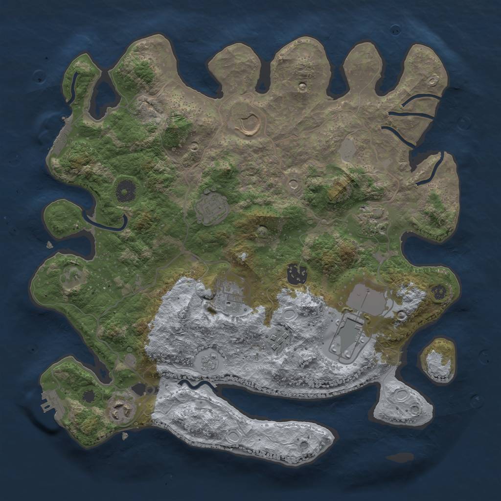 Rust Map: Procedural Map, Size: 3500, Seed: 57412239, 17 Monuments