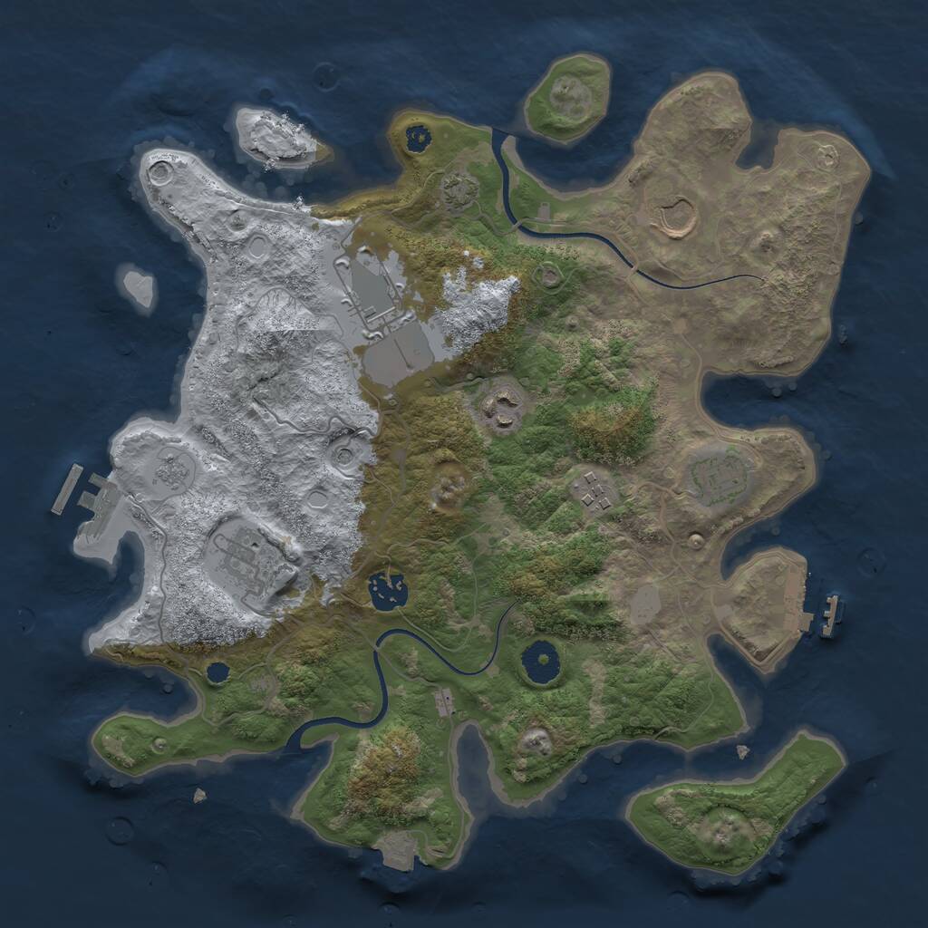 Rust Map: Procedural Map, Size: 3500, Seed: 33385947, 13 Monuments