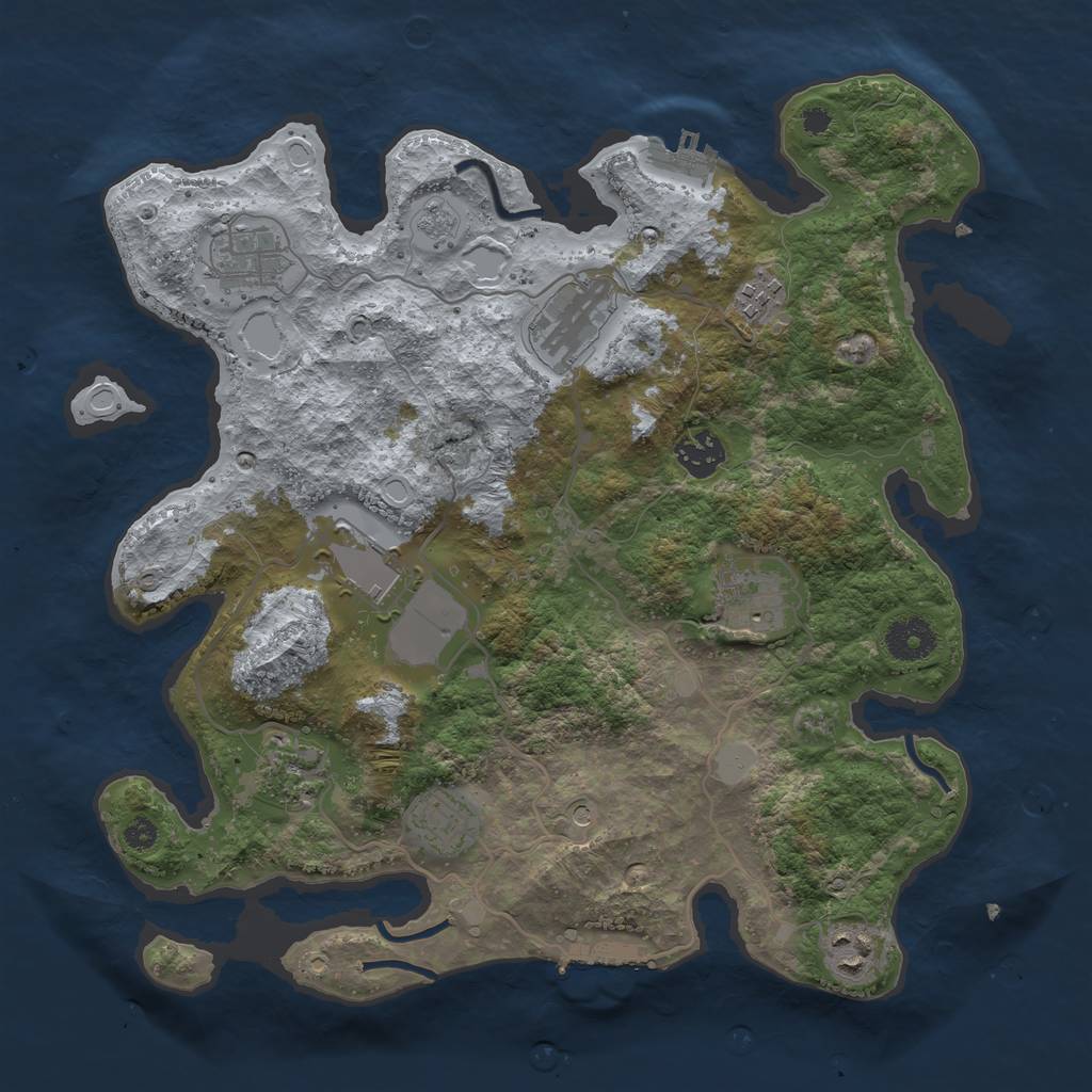 Rust Map: Procedural Map, Size: 3500, Seed: 69142020, 18 Monuments