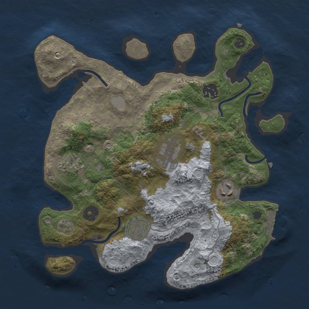 Rust Map: Procedural Map, Size: 3000, Seed: 1640242584, 10 Monuments