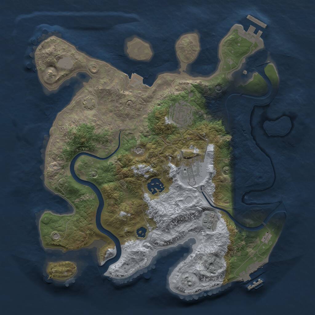 Rust Map: Procedural Map, Size: 3000, Seed: 1640242584, 9 Monuments