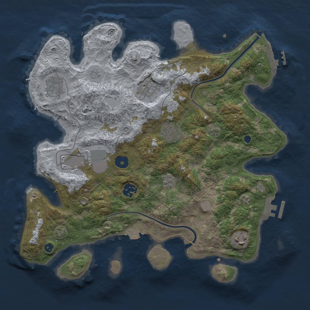 Rust Map: Procedural Map, Size: 3500, Seed: 331514, 13 Monuments