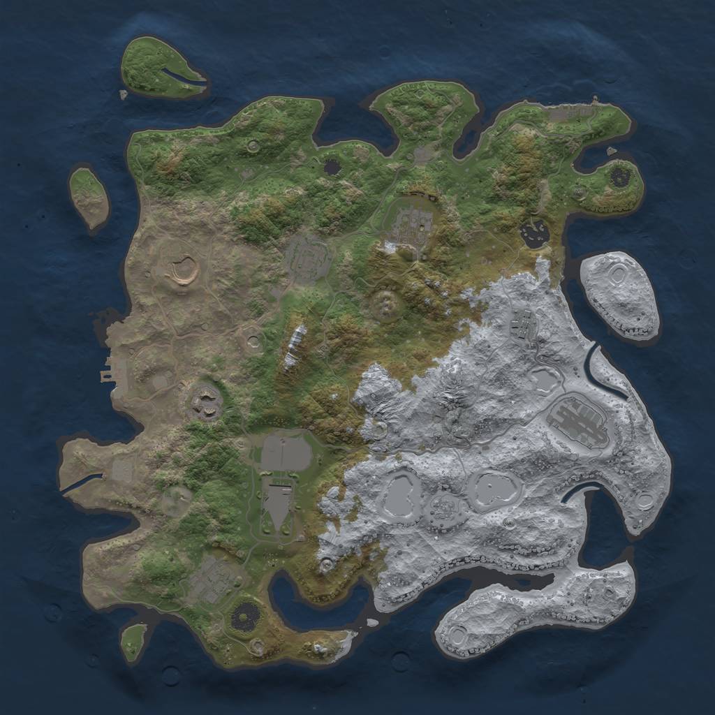Rust Map: Procedural Map, Size: 3750, Seed: 16590, 18 Monuments