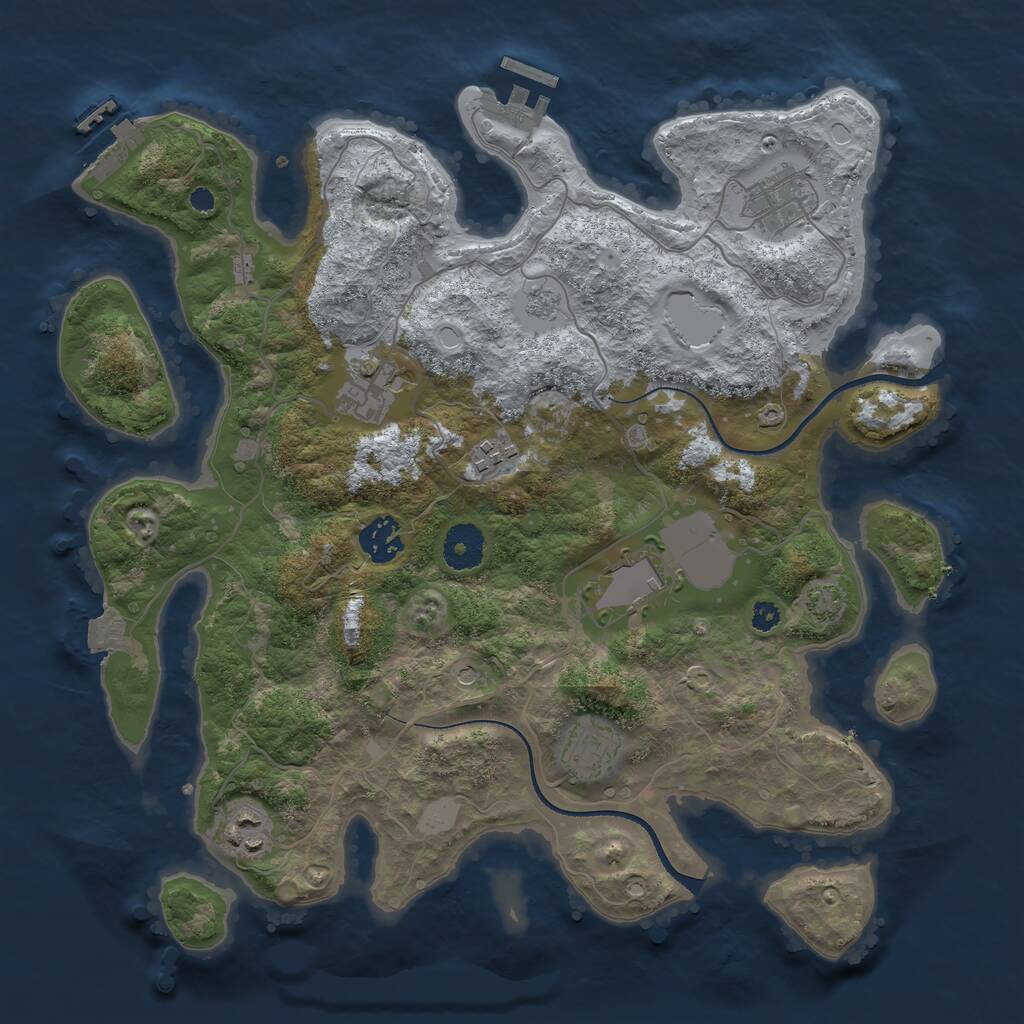 Rust Map: Procedural Map, Size: 3500, Seed: 22134420, 13 Monuments