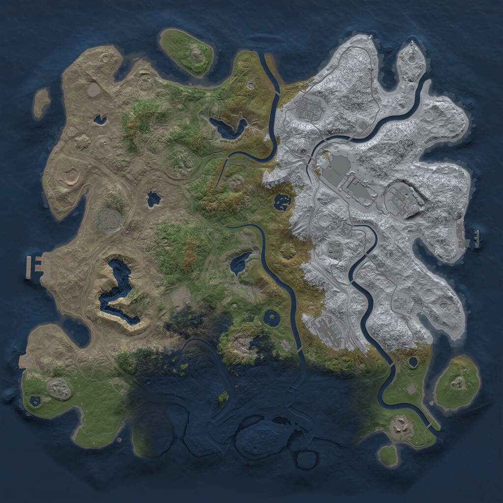 Rust Map: Procedural Map, Size: 4500, Seed: 1827137313, 17 Monuments