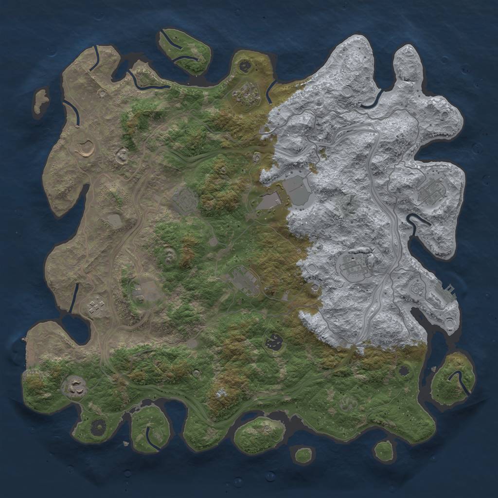 Rust Map: Procedural Map, Size: 4500, Seed: 1827137313, 20 Monuments