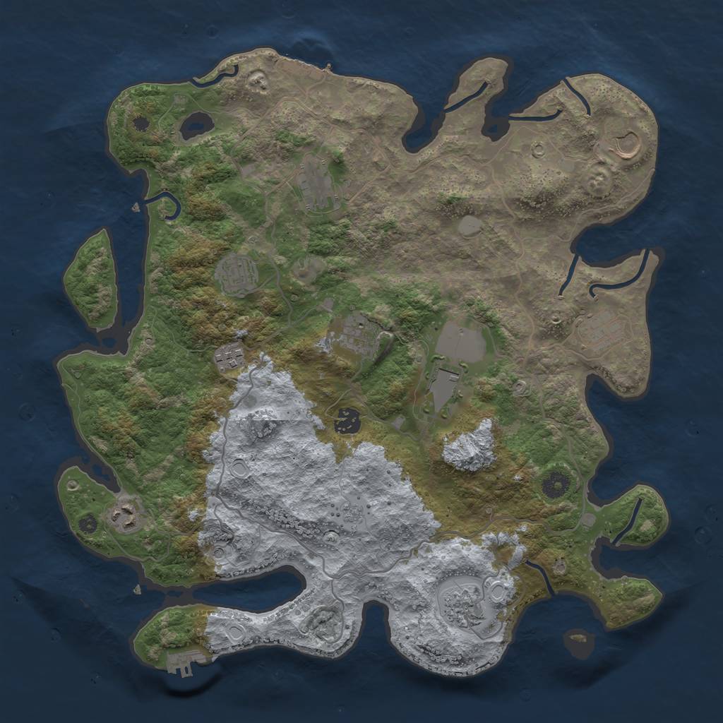 Rust Map: Procedural Map, Size: 4000, Seed: 127825525, 19 Monuments