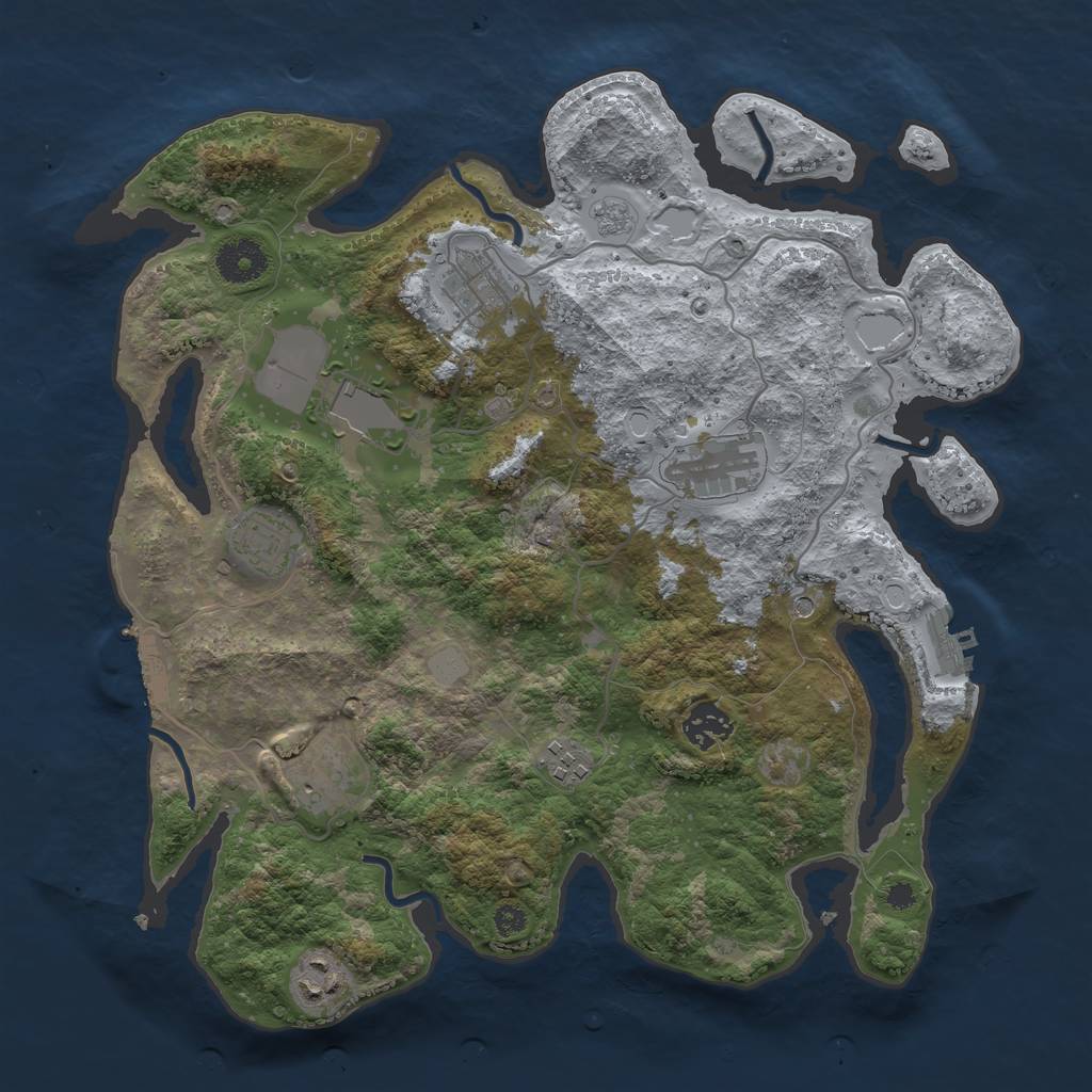 Rust Map: Procedural Map, Size: 3500, Seed: 35100028, 17 Monuments