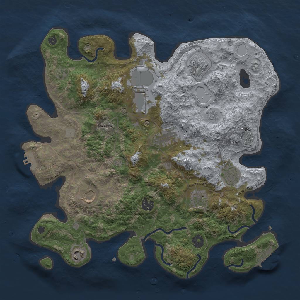Rust Map: Procedural Map, Size: 3600, Seed: 87654348, 16 Monuments