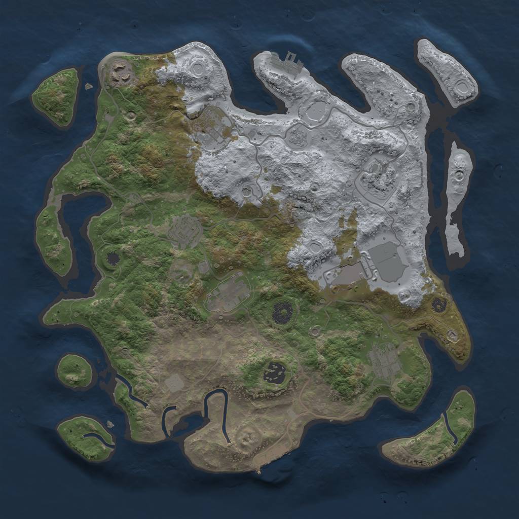 Rust Map: Procedural Map, Size: 3500, Seed: 1549870488, 17 Monuments