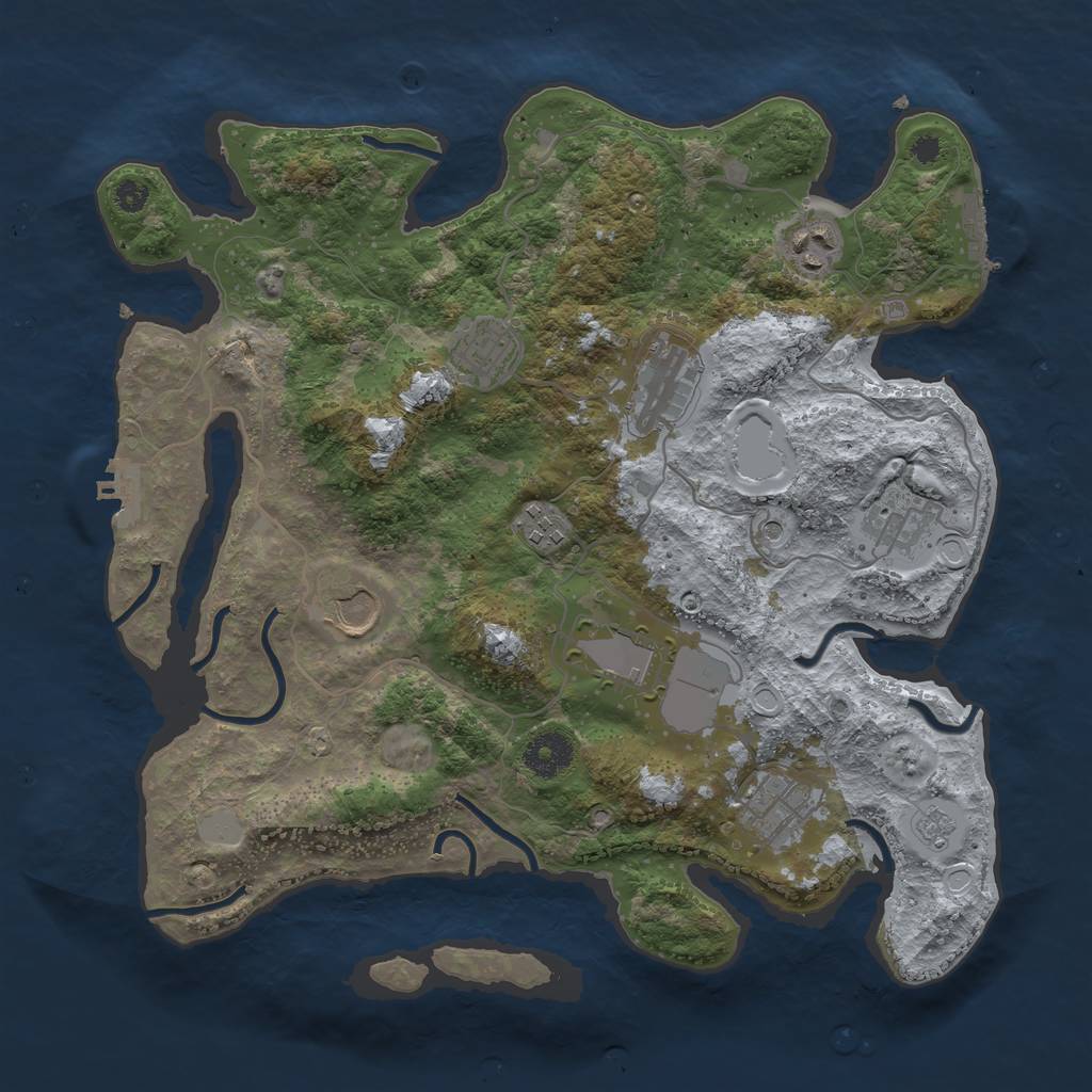 Rust Map: Procedural Map, Size: 3500, Seed: 231973722, 17 Monuments
