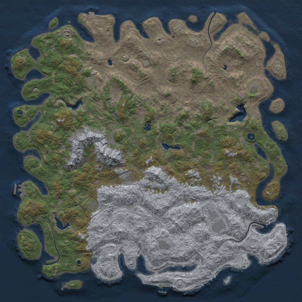 Rust Map: Procedural Map, Size: 6000, Seed: 44396773, 17 Monuments