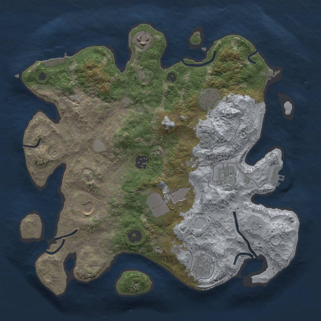 Rust Map: Procedural Map, Size: 3500, Seed: 11508278, 17 Monuments