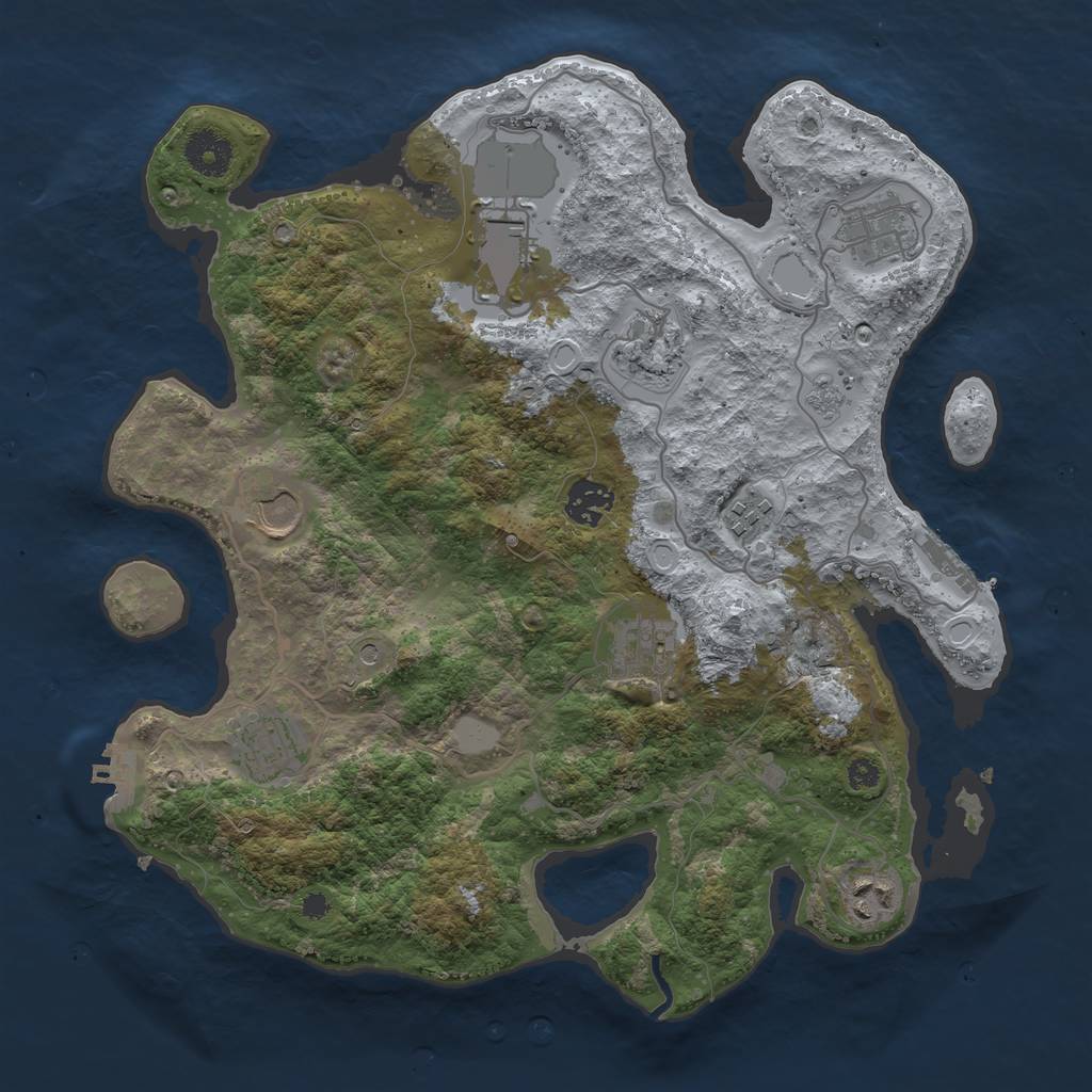 Rust Map: Procedural Map, Size: 3500, Seed: 6830425, 16 Monuments