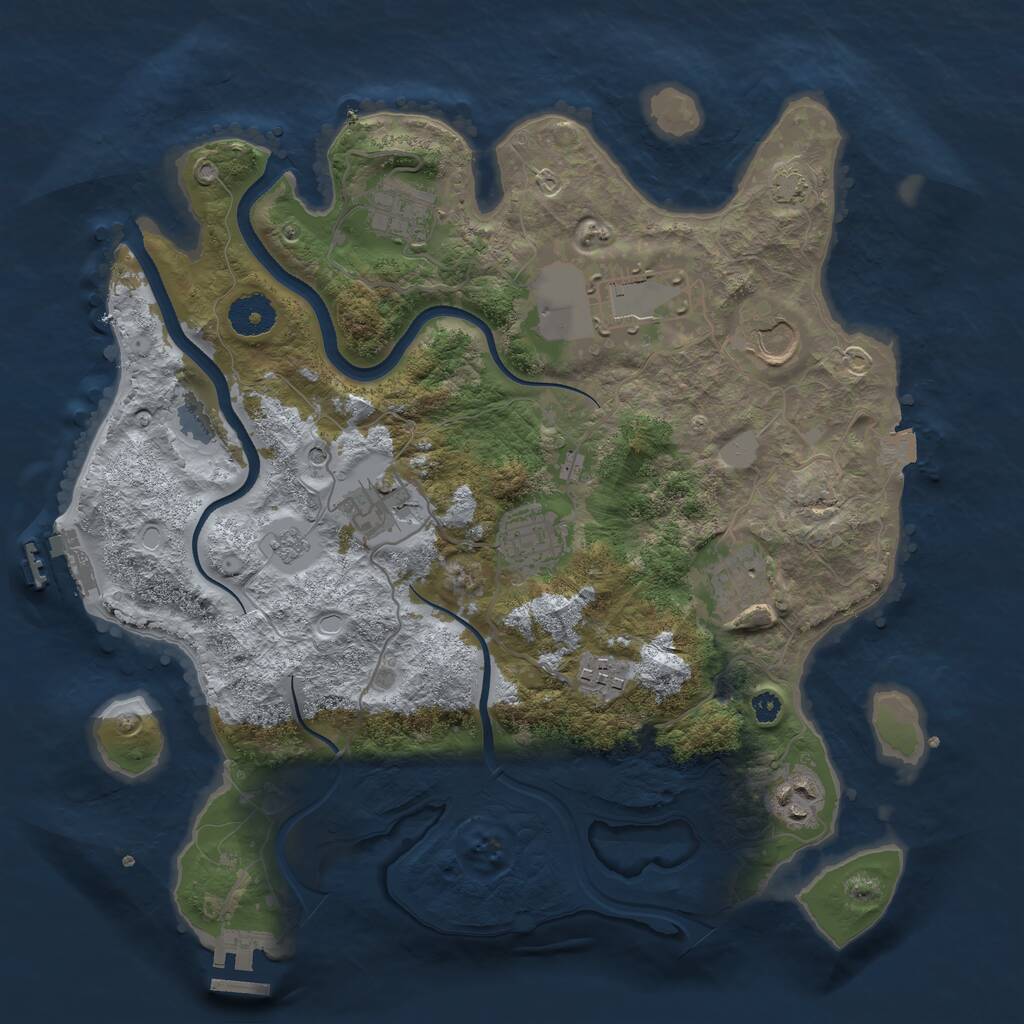 Rust Map: Procedural Map, Size: 3500, Seed: 52440383, 14 Monuments