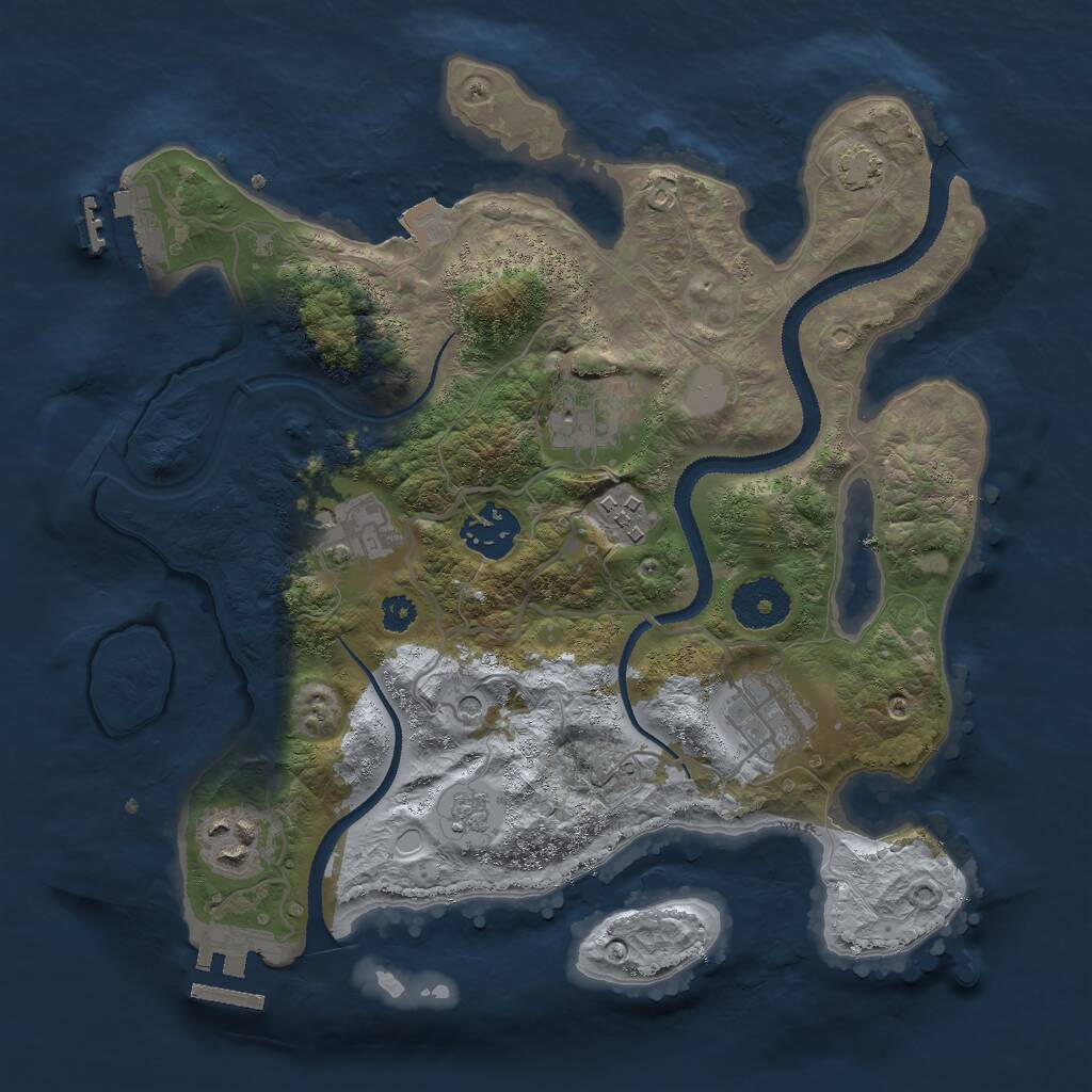 Rust Map: Procedural Map, Size: 3000, Seed: 1824800884, 12 Monuments