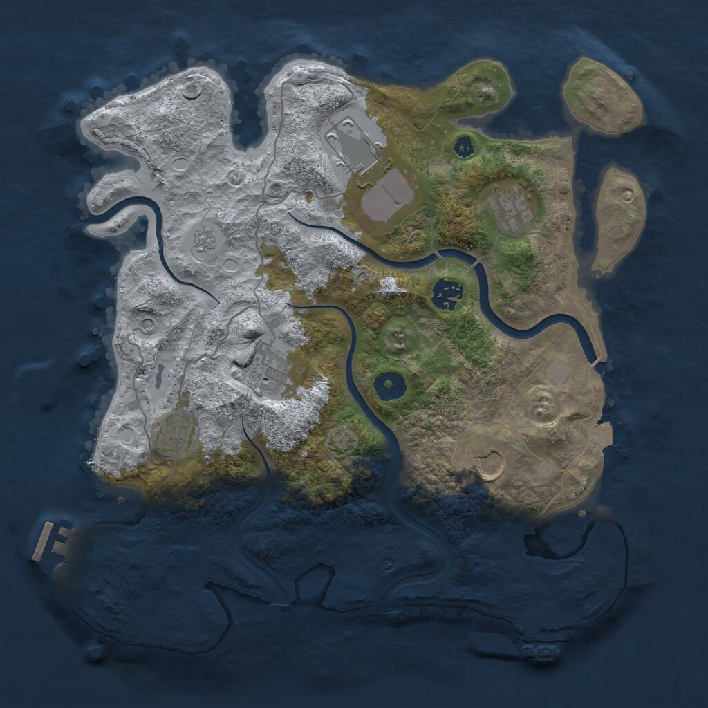 Rust Map: Procedural Map, Size: 3500, Seed: 95980637, 12 Monuments