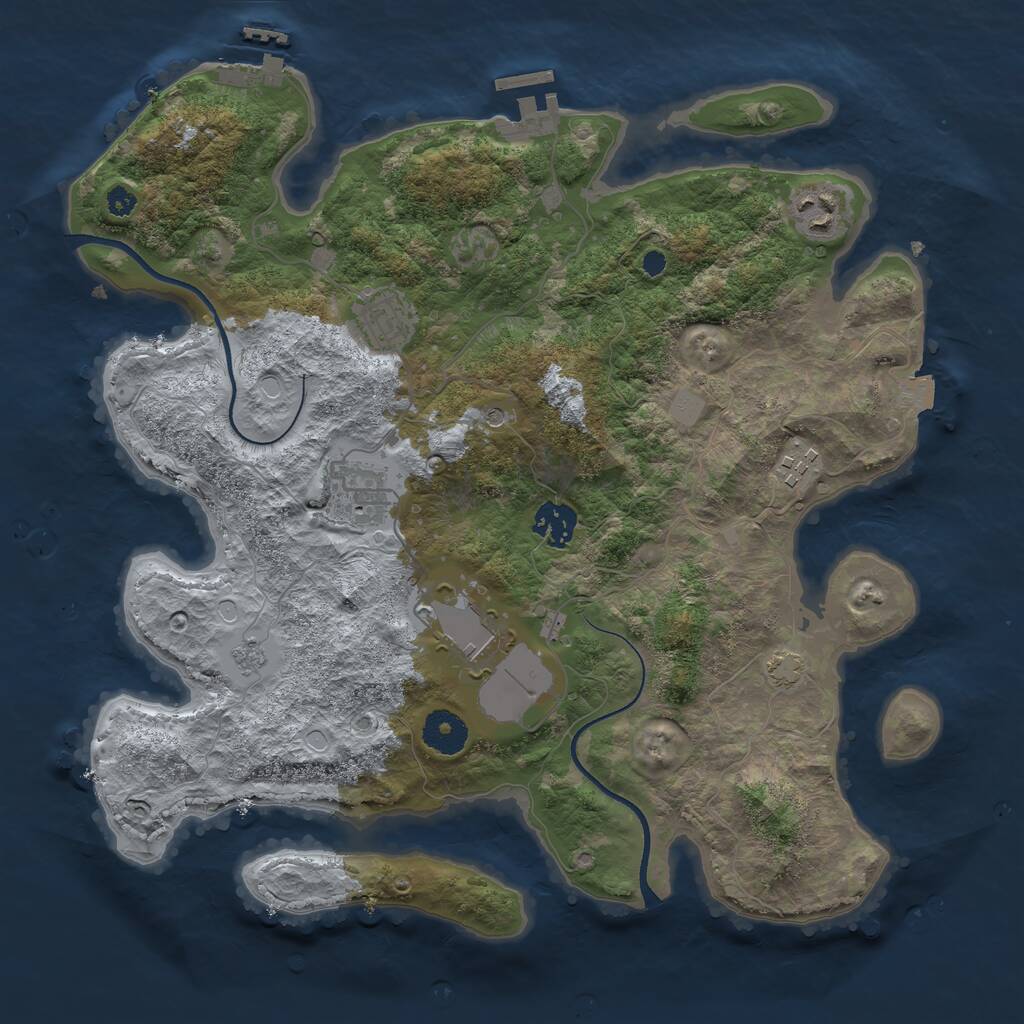 Rust Map: Procedural Map, Size: 3500, Seed: 20396670, 12 Monuments