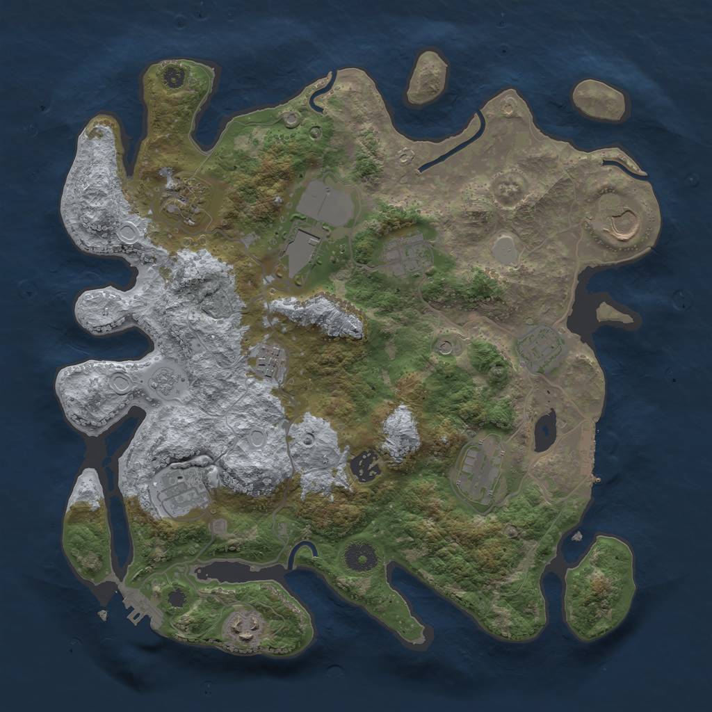 Rust Map: Procedural Map, Size: 3500, Seed: 20916363, 19 Monuments