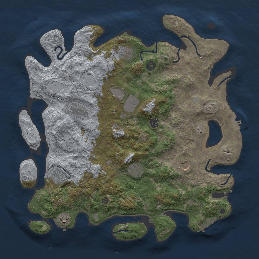 Rust Map: Procedural Map, Size: 4000, Seed: 1030699181, 18 Monuments