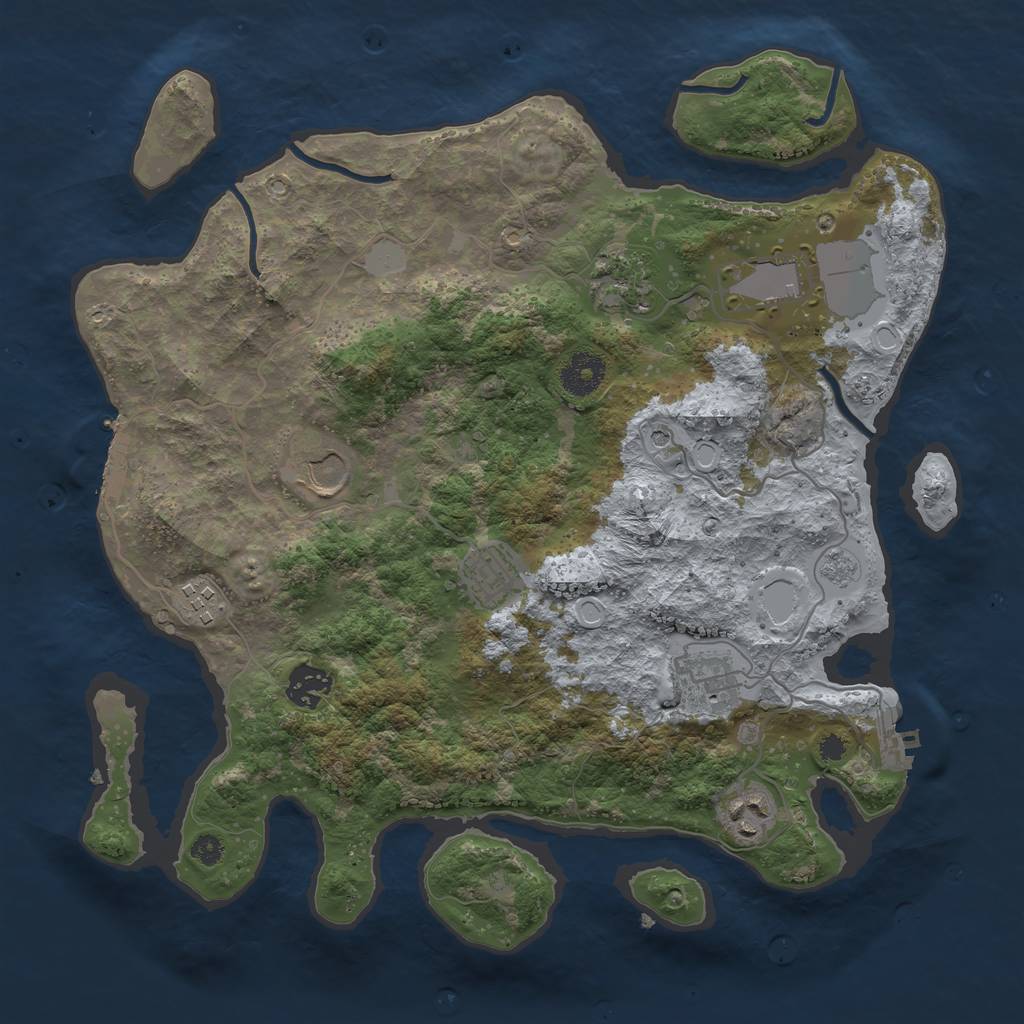 Rust Map: Procedural Map, Size: 3500, Seed: 1480, 17 Monuments