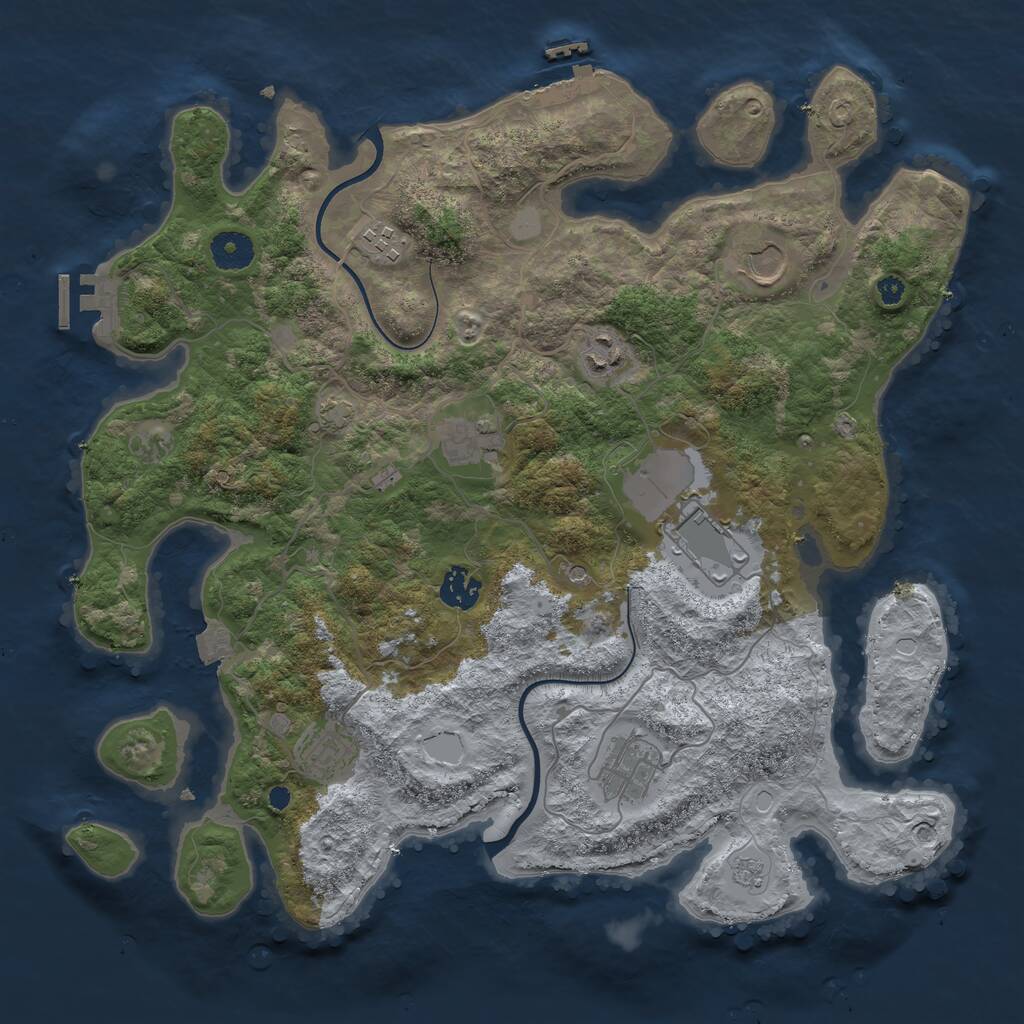 Rust Map: Procedural Map, Size: 3750, Seed: 99885123, 14 Monuments