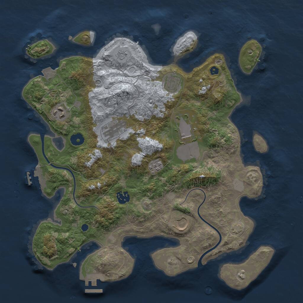 Rust Map: Procedural Map, Size: 3500, Seed: 15007367, 13 Monuments