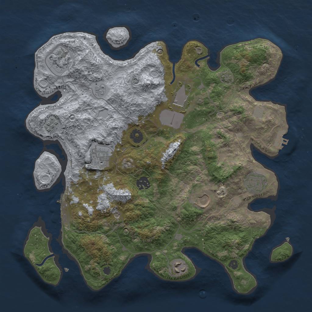 Rust Map: Procedural Map, Size: 3500, Seed: 65431066, 16 Monuments
