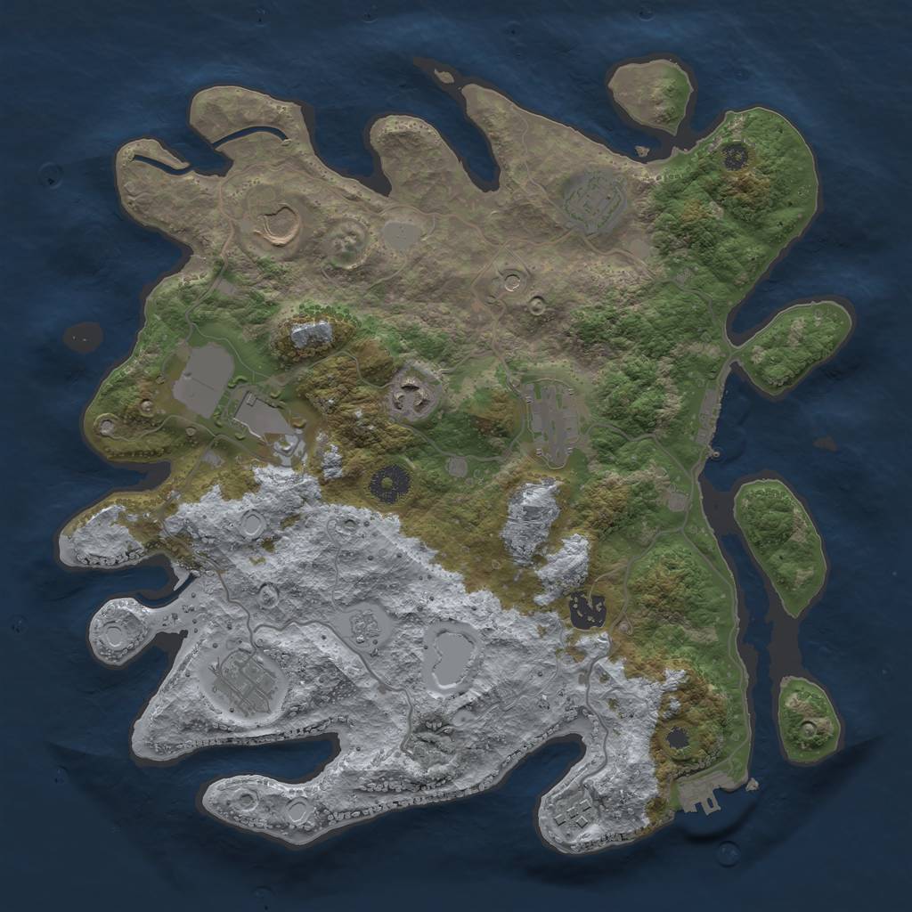 Rust Map: Procedural Map, Size: 3500, Seed: 82518867, 17 Monuments