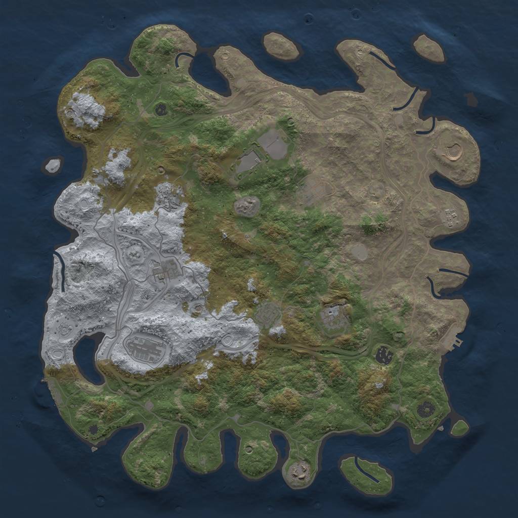 Rust Map: Procedural Map, Size: 4500, Seed: 946023087, 20 Monuments