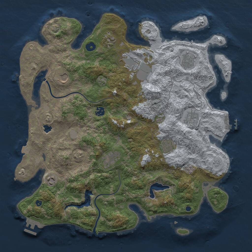 Rust Map: Procedural Map, Size: 4000, Seed: 513042331, 16 Monuments