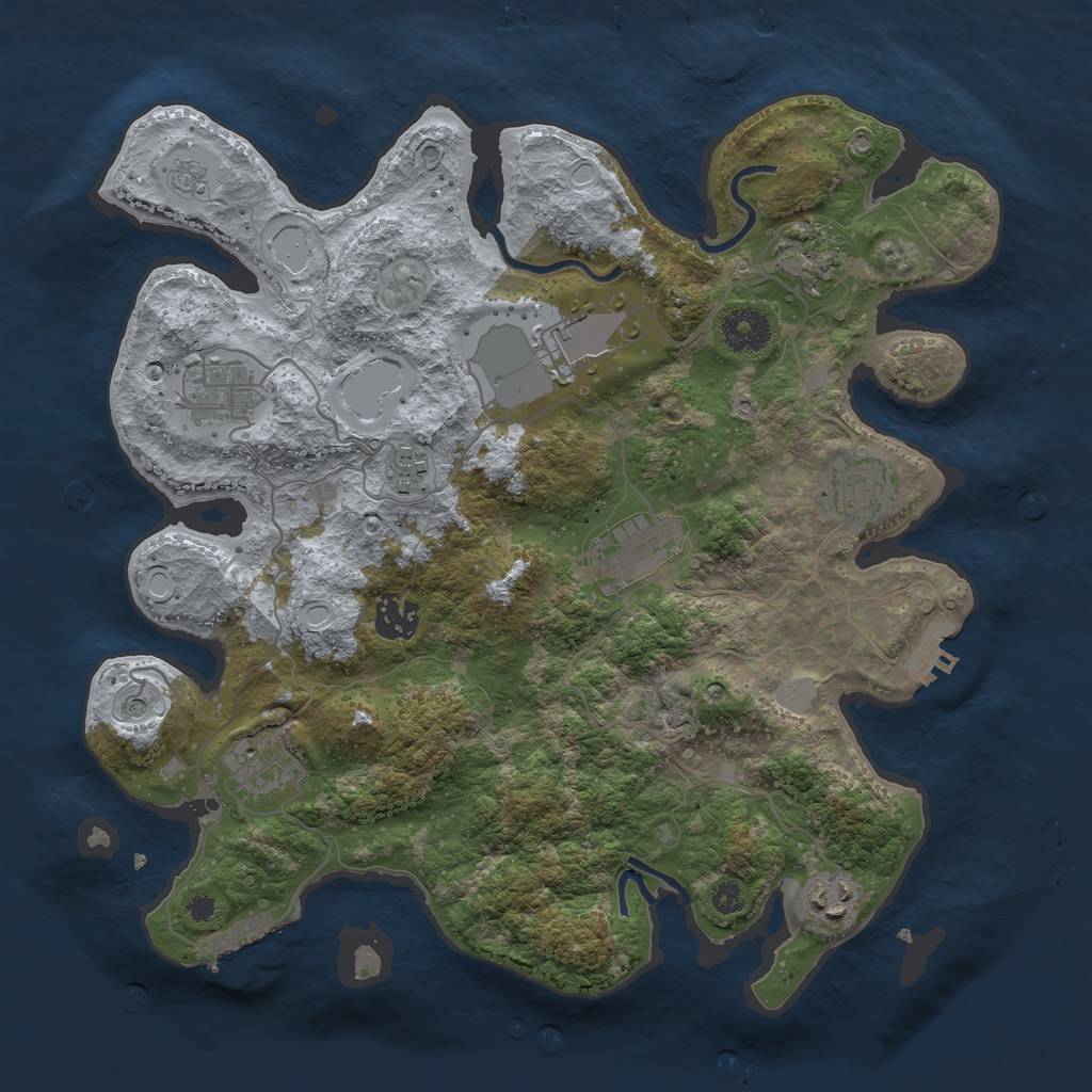 Rust Map: Procedural Map, Size: 3500, Seed: 97407510, 18 Monuments