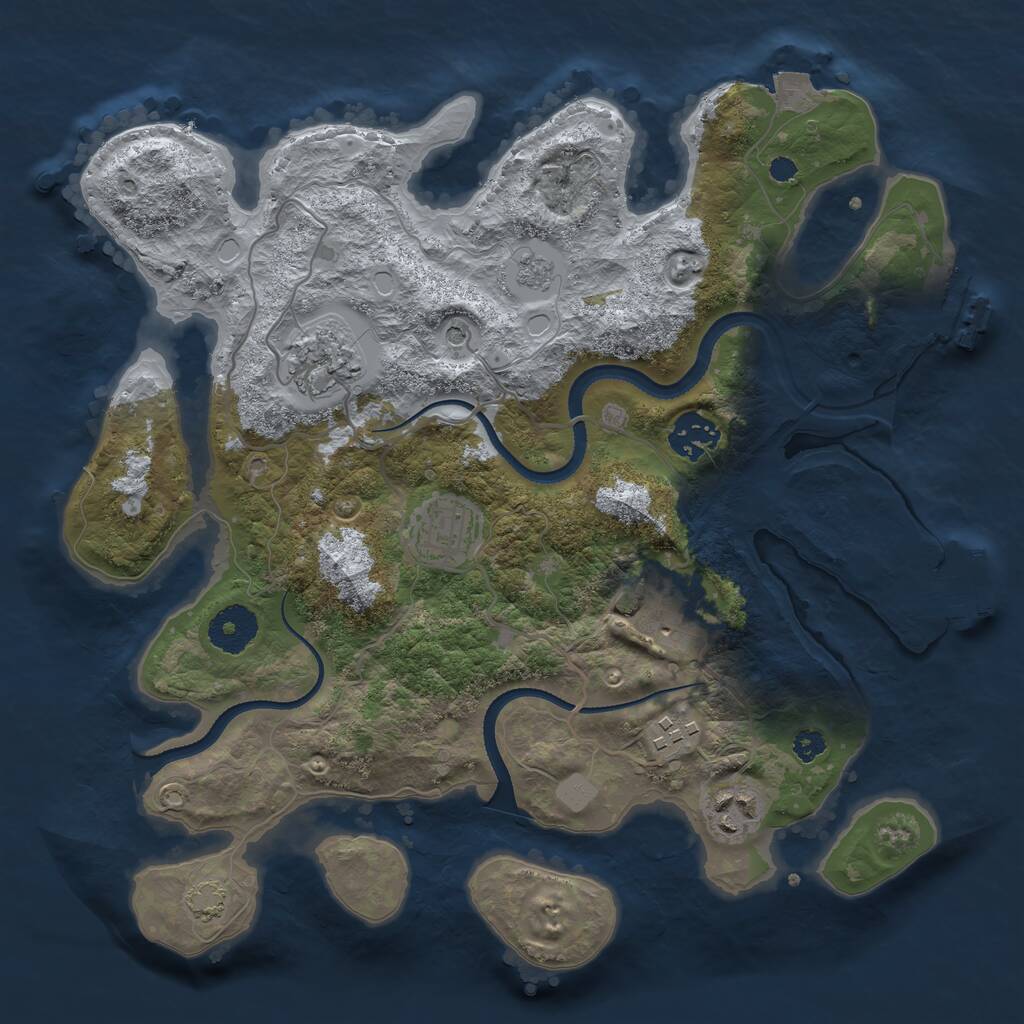 Rust Map: Procedural Map, Size: 3250, Seed: 2143959434, 12 Monuments