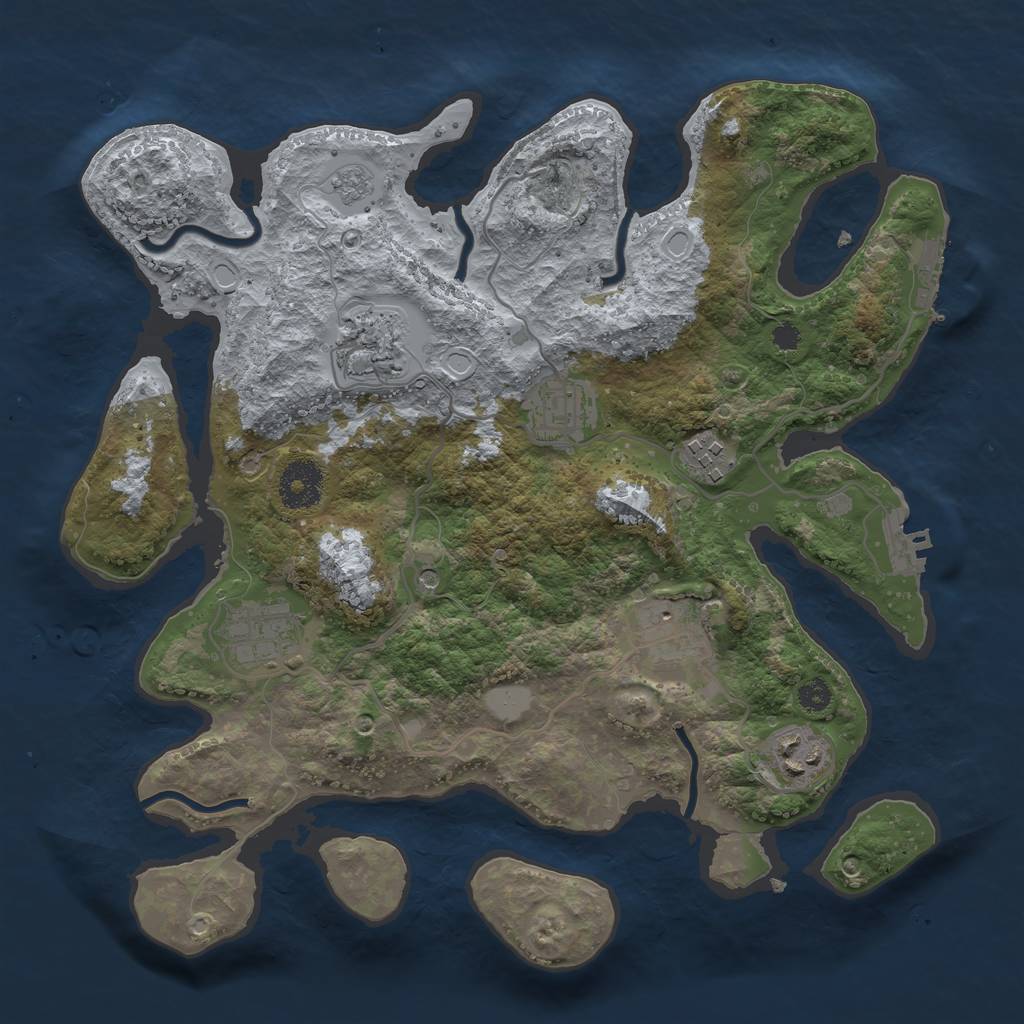 Rust Map: Procedural Map, Size: 3250, Seed: 2143959434, 15 Monuments
