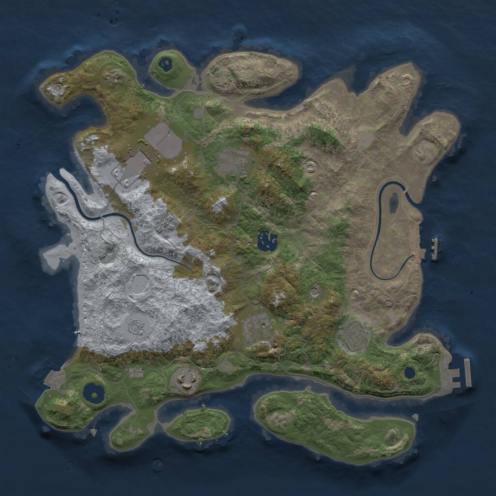 Rust Map: Procedural Map, Size: 3500, Seed: 88861780, 13 Monuments