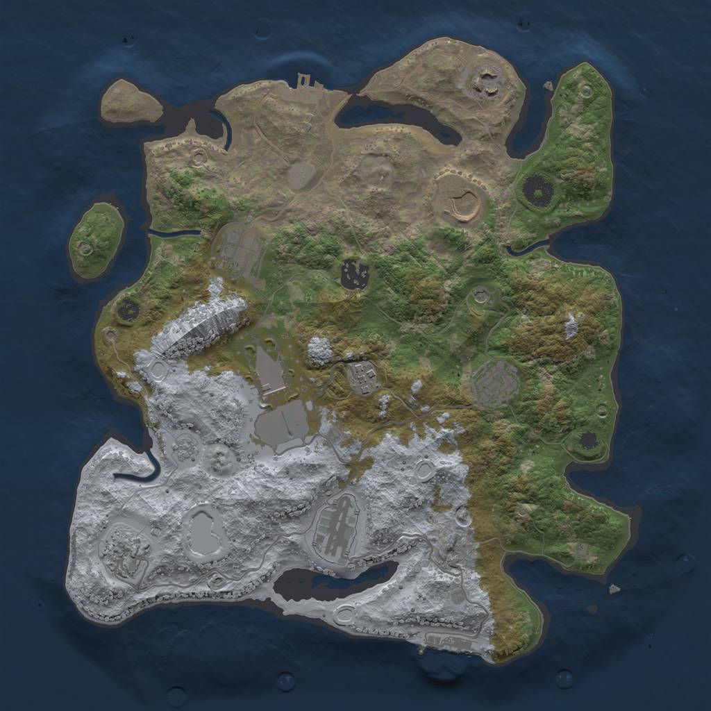 Rust Map: Procedural Map, Size: 3500, Seed: 1772784023, 18 Monuments