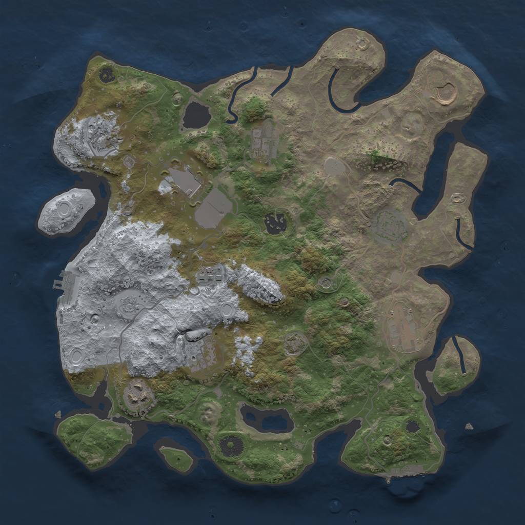 Rust Map: Procedural Map, Size: 3500, Seed: 19697529, 18 Monuments